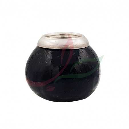Calabash (mate pot) traditional with eyelet - black