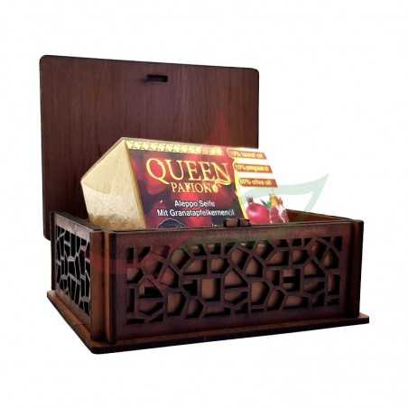 Savon d'Alep à la grenade (coffret bois) Almalika 150g