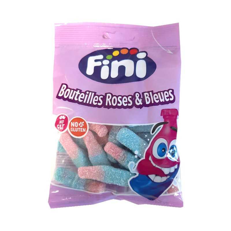 Caramelos «Botellas» rosas y azules Halal Fini 90g